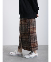 Samansa Mos2 blue | ツイードチェックスカート(スカート)