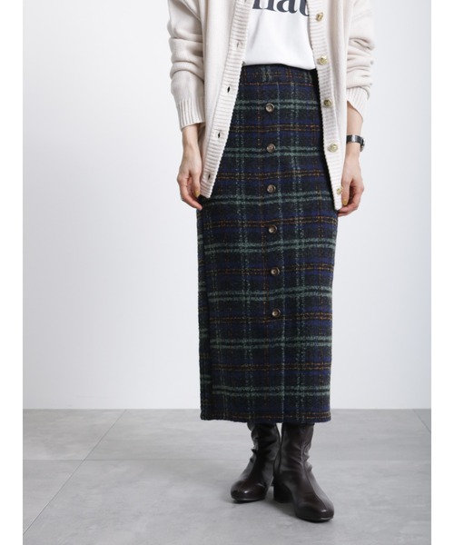 Samansa Mos2 blue（サマンサモスモスブルー）の「ツイードチェックスカート（スカート・レディース・ベージュ/ネイビー/グレー・ﾌﾘ-）」の3枚目の写真