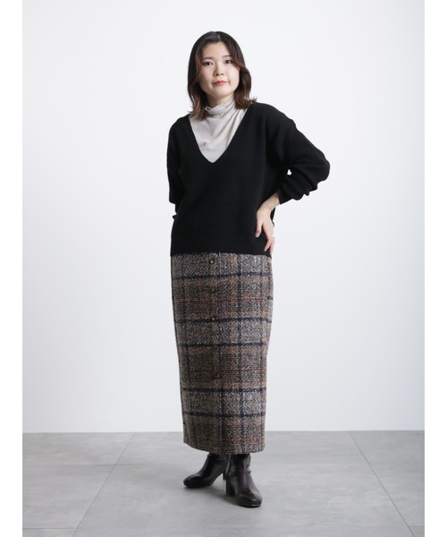 Samansa Mos2 blue（サマンサモスモスブルー）の「ツイードチェックスカート（スカート・レディース・ベージュ/ネイビー/グレー・ﾌﾘ-）」の18枚目の写真