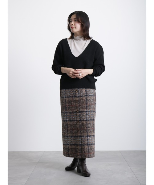 Samansa Mos2 blue（サマンサモスモスブルー）の「ツイードチェックスカート（スカート・レディース・ベージュ/ネイビー/グレー・ﾌﾘ-）」の14枚目の写真