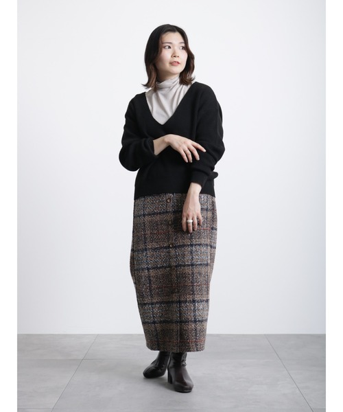 Samansa Mos2 blue（サマンサモスモスブルー）の「ツイードチェックスカート（スカート・レディース・ベージュ/ネイビー/グレー・ﾌﾘ-）」の8枚目の写真