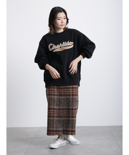 Samansa Mos2 blue（サマンサモスモスブルー）の「ツイードチェックスカート（スカート・レディース・ベージュ/ネイビー/グレー・ﾌﾘ-）」の6枚目の写真