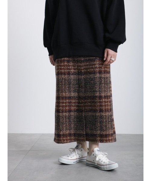 Samansa Mos2 blue（サマンサモスモスブルー）の「ツイードチェックスカート（スカート・レディース・ベージュ/ネイビー/グレー・ﾌﾘ-）」の12枚目の写真