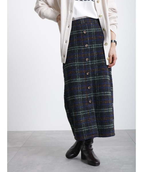 Samansa Mos2 blue（サマンサモスモスブルー）の「ツイードチェックスカート（スカート・レディース・ベージュ/ネイビー/グレー・ﾌﾘ-）」の15枚目の写真