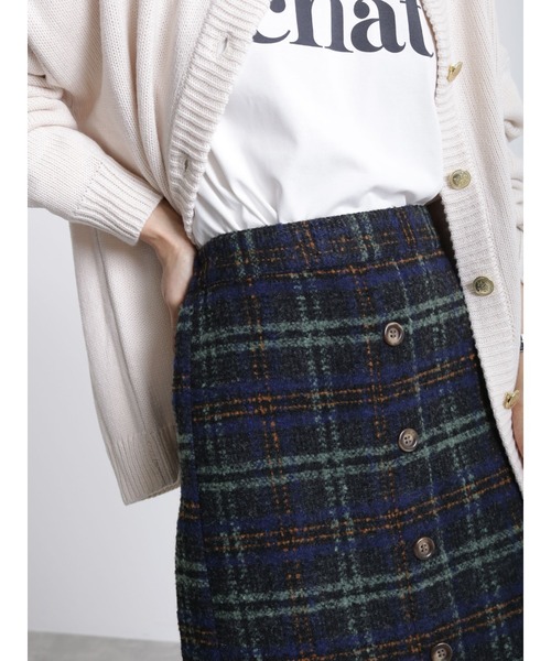 Samansa Mos2 blue（サマンサモスモスブルー）の「ツイードチェックスカート（スカート・レディース・ベージュ/ネイビー/グレー・ﾌﾘ-）」の17枚目の写真