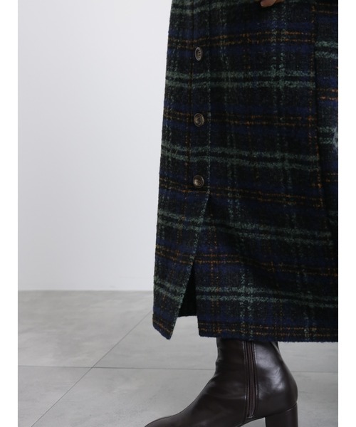 Samansa Mos2 blue（サマンサモスモスブルー）の「ツイードチェックスカート（スカート・レディース・ベージュ/ネイビー/グレー・ﾌﾘ-）」の13枚目の写真