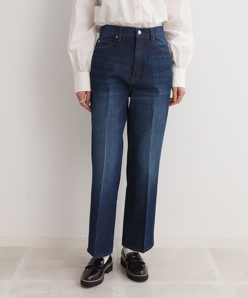 Cutie Blonde(キューティーブロンド)の「◆【セットアップ可】センタープレス デニムセミフレアパンツ(デニムパンツ・レディース・ブルー/ダークネイビー・01/02/03)」の13枚目の写真