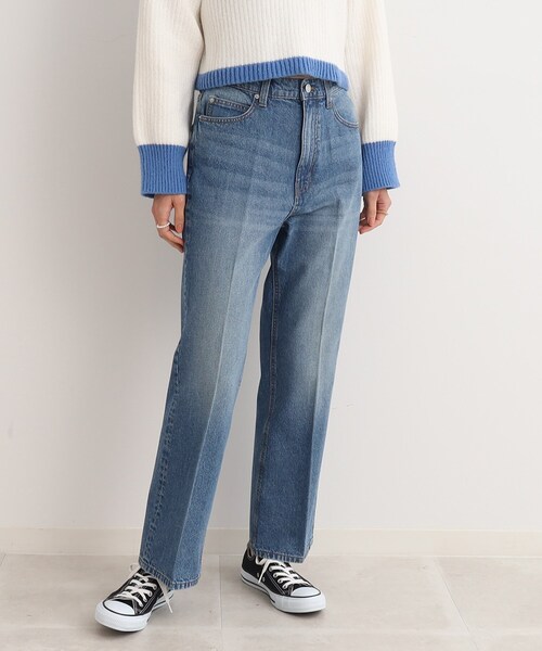 Cutie Blonde(キューティーブロンド)の「◆【セットアップ可】センタープレス デニムセミフレアパンツ(デニムパンツ・レディース・ブルー/ダークネイビー・01/02/03)」の14枚目の写真