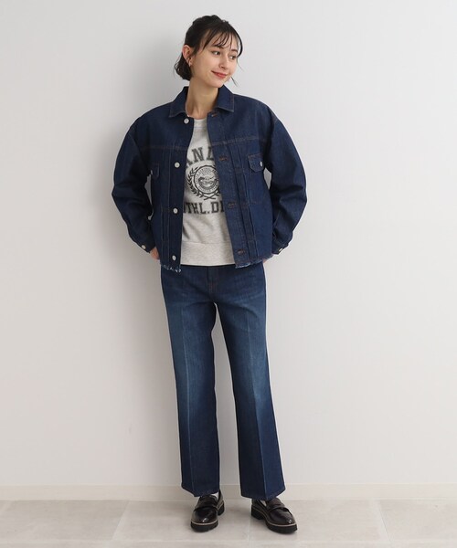 Cutie Blonde(キューティーブロンド)の「◆【セットアップ可】センタープレス デニムセミフレアパンツ(デニムパンツ・レディース・ブルー/ダークネイビー・01/02/03)」の12枚目の写真