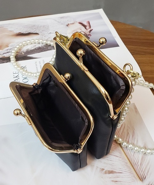 SETUP7（セットアップセブン）の「【SETUP7】パール風ショルダーがま口ミニバッグ KNF（ショルダーバッグ・レディース・ブラック/レッド/ピンク/ライトグレー/イエロー・FREE）」の6枚目の写真