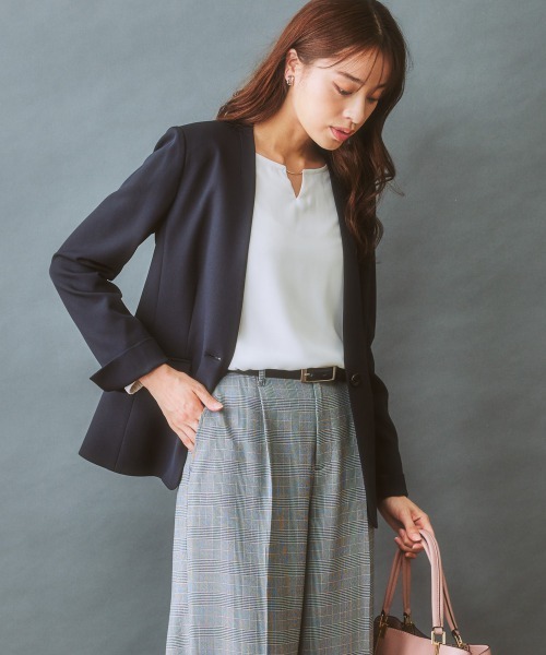 7days Life Styling（セブンデイズライフスタイリング）の「【吸汗速乾カットソー裏地付】シフォンジョーゼット金具付きブラウス（シャツ/ブラウス・レディース・オフホワイト/モカ/ネイビー系/ネイビー/ライトグレー/クリーム・L/LL/M/S）」の19枚目の写真