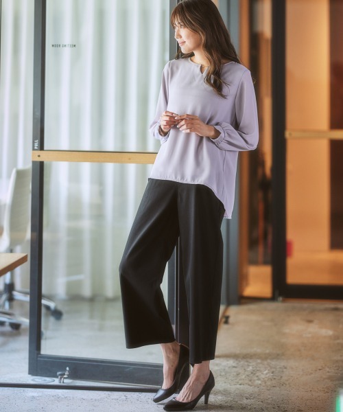 7days Life Styling（セブンデイズライフスタイリング）の「【吸汗速乾カットソー裏地付】シフォンジョーゼット金具付きブラウス（シャツ/ブラウス・レディース・オフホワイト/モカ/ネイビー系/ネイビー/ライトグレー/クリーム・L/LL/M/S）」の20枚目の写真