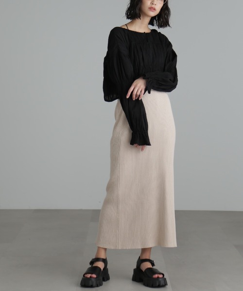 FREE'S MART(フリーズマート)の「◆リブニットナロースカート(スカート・レディース・ベージュ/ピンク/ブラック・SMALL/MEDIUM)」の8枚目の写真