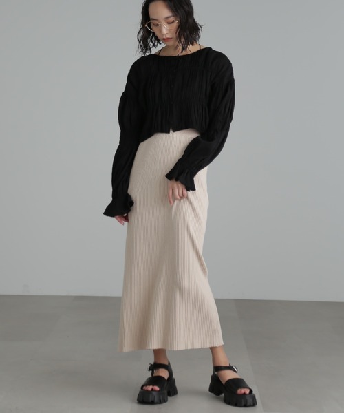 FREE'S MART(フリーズマート)の「◆リブニットナロースカート(スカート・レディース・ベージュ/ピンク/ブラック・SMALL/MEDIUM)」の9枚目の写真