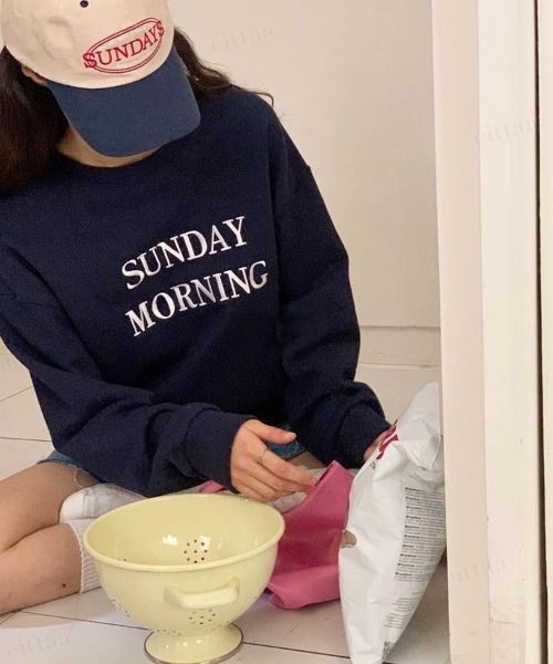 Dalfwin（ダールフィン）の「SUNDAY刺繍ロゴスウェット（スウェット・レディース・ネイビー/ベージュ/オートミール・FREE）」の5枚目の写真