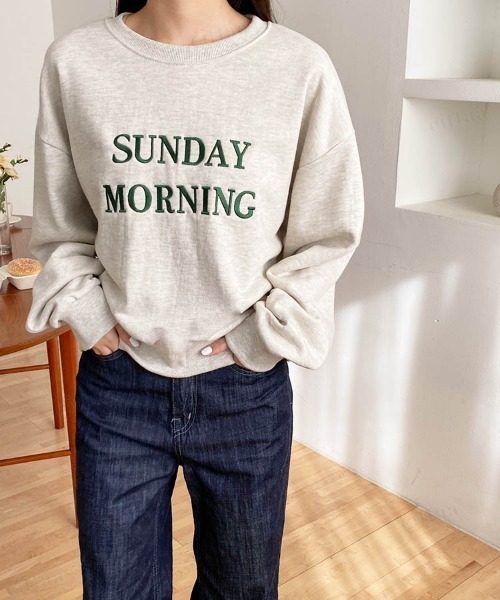 Dalfwin（ダールフィン）の「SUNDAY刺繍ロゴスウェット（スウェット・レディース・ネイビー/ベージュ/オートミール・FREE）」の6枚目の写真