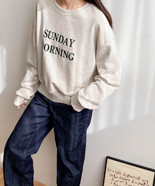 Dalfwin（ダールフィン）の「SUNDAY刺繍ロゴスウェット（スウェット・レディース・ネイビー/ベージュ/オートミール・FREE）」の8枚目の写真