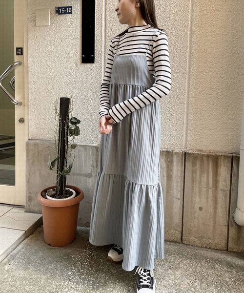 ＪＵＧＬＡＮＳ（ユグランス）の「☆ 立体的なストライプが魅力的。シャドーストライプキャミワンピース　30939A132（ワンピース・レディース・ブルー/オフホワイト/ブラック・FREE）」の12枚目の写真