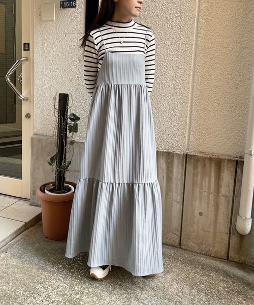 ＪＵＧＬＡＮＳ（ユグランス）の「☆ 立体的なストライプが魅力的。シャドーストライプキャミワンピース　30939A132（ワンピース・レディース・ブルー/オフホワイト/ブラック・FREE）」の13枚目の写真