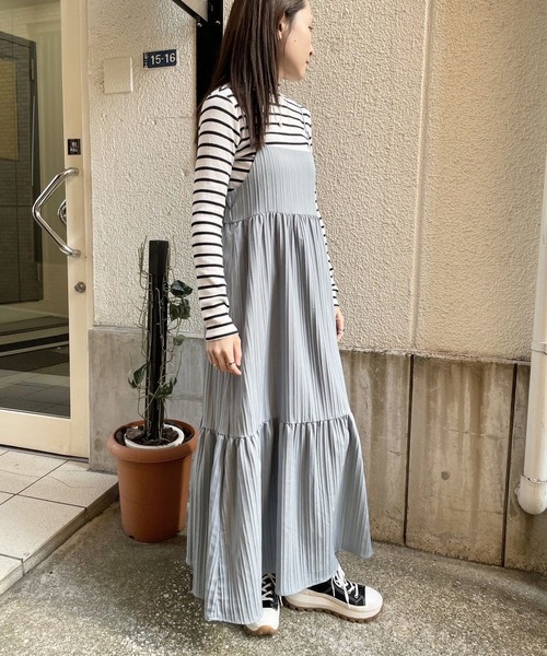 ＪＵＧＬＡＮＳ（ユグランス）の「☆ 立体的なストライプが魅力的。シャドーストライプキャミワンピース　30939A132（ワンピース・レディース・ブルー/オフホワイト/ブラック・FREE）」の14枚目の写真