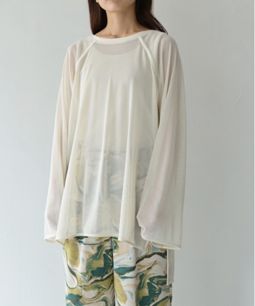 Lant Kalte(ラントカルテ)の「【Lant Kalte】メッシュ切替アンサンブルPO(Tシャツ/カットソー・レディース・アイボリー/ブラック・M)」の1枚目の写真