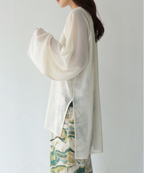 Lant Kalte(ラントカルテ)の「【Lant Kalte】メッシュ切替アンサンブルPO(Tシャツ/カットソー・レディース・アイボリー/ブラック・M)」の3枚目の写真