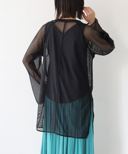 Lant Kalte(ラントカルテ)の「【Lant Kalte】メッシュ切替アンサンブルPO(Tシャツ/カットソー・レディース・アイボリー/ブラック・M)」の5枚目の写真