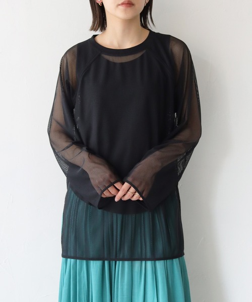 Lant Kalte(ラントカルテ)の「【Lant Kalte】メッシュ切替アンサンブルPO(Tシャツ/カットソー・レディース・アイボリー/ブラック・M)」の10枚目の写真