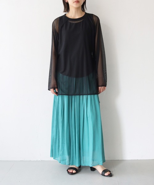 Lant Kalte(ラントカルテ)の「【Lant Kalte】メッシュ切替アンサンブルPO(Tシャツ/カットソー・レディース・アイボリー/ブラック・M)」の15枚目の写真