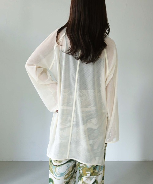 Lant Kalte(ラントカルテ)の「【Lant Kalte】メッシュ切替アンサンブルPO(Tシャツ/カットソー・レディース・アイボリー/ブラック・M)」の4枚目の写真