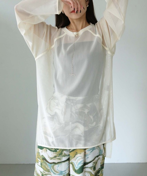 Lant Kalte(ラントカルテ)の「【Lant Kalte】メッシュ切替アンサンブルPO(Tシャツ/カットソー・レディース・アイボリー/ブラック・M)」の9枚目の写真