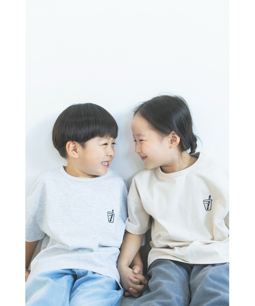 ooju（オージュ）の「【ooju×長場雄】s/s T-shirt "juice"（Tシャツ/カットソー・キッズ・ベージュ/ブラウン/ブルーグレー/グレー・3/4/2/1）」の6枚目の写真