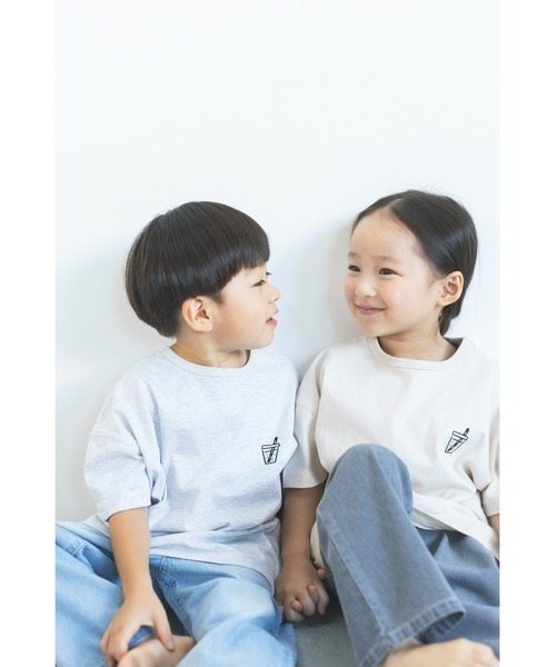 ooju（オージュ）の「【ooju×長場雄】s/s T-shirt "juice"（Tシャツ/カットソー・キッズ・ベージュ/ブラウン/ブルーグレー/グレー・3/4/2/1）」の5枚目の写真