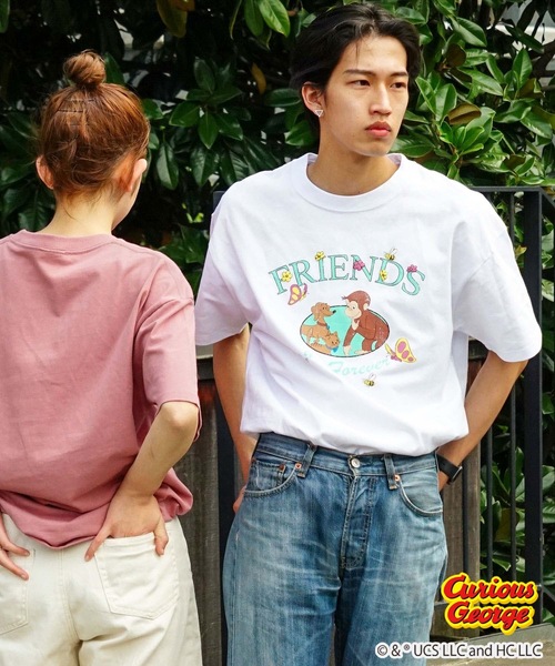 OUTDOOR PRODUCTS(アウトドアプロダクツ)の「【OUTDOOR PRODUCTS/アウトドアプロダクツ】【 おさるのジョージ 】ニョッキ ハンドリー コラボ Tシャツ ドロップショルダー オーバーサイズ(Tシャツ/カットソー・メンズ・ホワイト/ピンク系その他/ホワイト系その他/オフホワイト/ベージュ/ダークグリーン・SMALL/MEDIUM/LARGE/X-LARGE)」の21枚目の写真