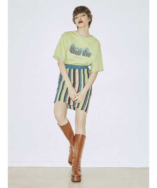 jouetie（ジュエティ）の「ファイヤーロゴBIGTシャツ（Tシャツ/カットソー・レディース・アイボリー/グリーン/ブラック・MEDIUM）」の4枚目の写真