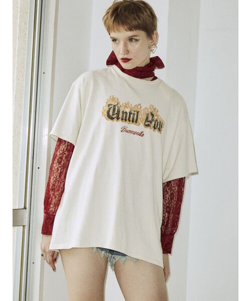 jouetie（ジュエティ）の「ファイヤーロゴBIGTシャツ（Tシャツ/カットソー・レディース・アイボリー/グリーン/ブラック・MEDIUM）」の6枚目の写真