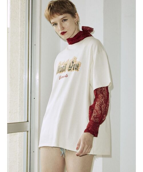 jouetie（ジュエティ）の「ファイヤーロゴBIGTシャツ（Tシャツ/カットソー・レディース・アイボリー/グリーン/ブラック・MEDIUM）」の7枚目の写真