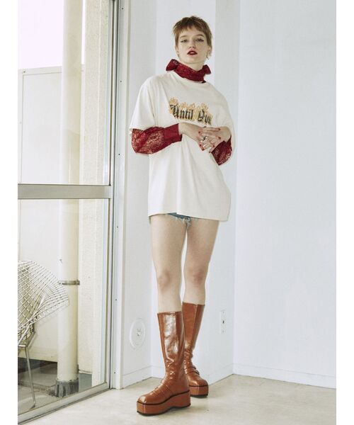 jouetie（ジュエティ）の「ファイヤーロゴBIGTシャツ（Tシャツ/カットソー・レディース・アイボリー/グリーン/ブラック・MEDIUM）」の9枚目の写真