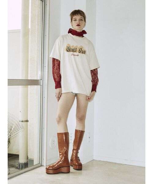 jouetie（ジュエティ）の「ファイヤーロゴBIGTシャツ（Tシャツ/カットソー・レディース・アイボリー/グリーン/ブラック・MEDIUM）」の10枚目の写真