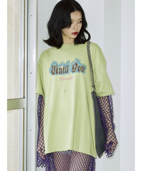 jouetie（ジュエティ）の「ファイヤーロゴBIGTシャツ（Tシャツ/カットソー・レディース・アイボリー/グリーン/ブラック・MEDIUM）」の14枚目の写真