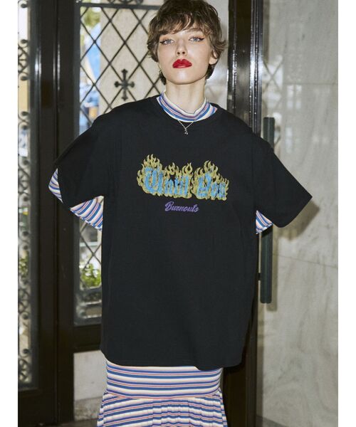 jouetie（ジュエティ）の「ファイヤーロゴBIGTシャツ（Tシャツ/カットソー・レディース・アイボリー/グリーン/ブラック・MEDIUM）」の20枚目の写真