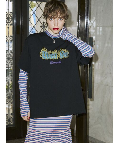 jouetie（ジュエティ）の「ファイヤーロゴBIGTシャツ（Tシャツ/カットソー・レディース・アイボリー/グリーン/ブラック・MEDIUM）」の21枚目の写真