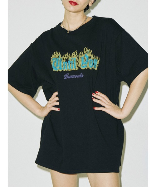 jouetie（ジュエティ）の「ファイヤーロゴBIGTシャツ（Tシャツ/カットソー・レディース・アイボリー/グリーン/ブラック・MEDIUM）」の3枚目の写真