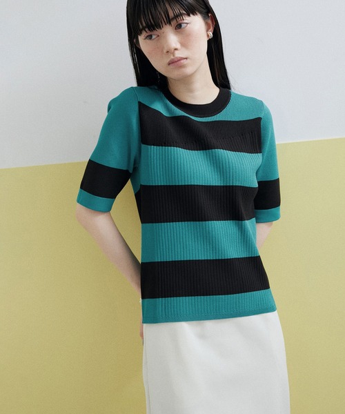 ADAM ET ROPE'(アダムエロペ)の「【サステナブル・WEB限定】MIXリブニットプルオーバー(ニット/セーター・レディース・ホワイト/ブラック/ブラック系その他2/ブルー系その他4・FREE)」の13枚目の写真