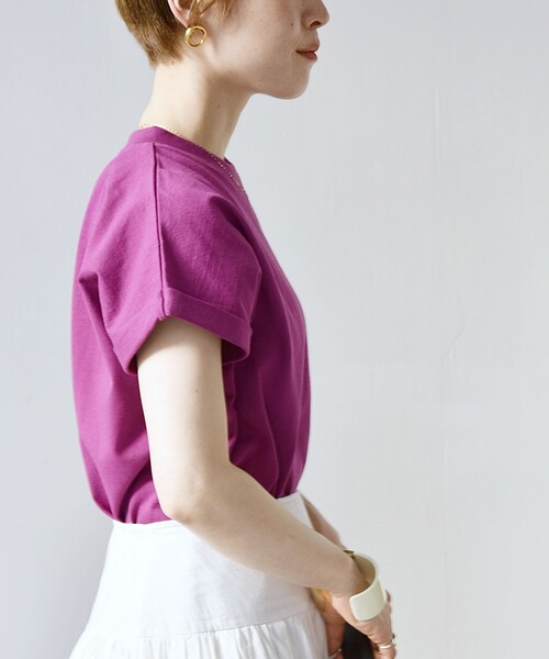 SHIPS any（シップス エニィ）の「SHIPS any:〈抗菌防臭/洗濯機可能〉USAコットン フレンチスリーブ TEE（Tシャツ/カットソー・レディース・オレンジ/ホワイト/ブルー/その他/パープル/ブラック/キャメル/オリーブ/イエロー/ブラウン/ブルー系・ONE SIZE）」の8枚目の写真