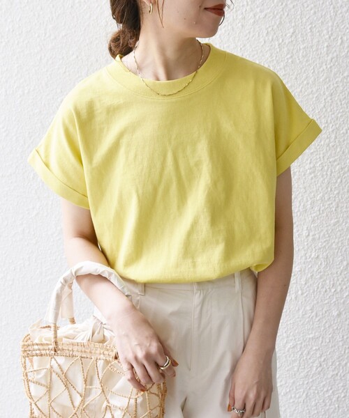 SHIPS any（シップス エニィ）の「SHIPS any:〈抗菌防臭/洗濯機可能〉USAコットン フレンチスリーブ TEE（Tシャツ/カットソー・レディース・オレンジ/ホワイト/ブルー/その他/パープル/ブラック/キャメル/オリーブ/イエロー/ブラウン/ブルー系・ONE SIZE）」の9枚目の写真