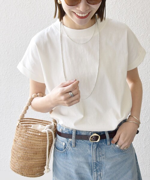 SHIPS any（シップス エニィ）の「SHIPS any:〈抗菌防臭/洗濯機可能〉USAコットン フレンチスリーブ TEE（Tシャツ/カットソー・レディース・オレンジ/ホワイト/ブルー/その他/パープル/ブラック/キャメル/オリーブ/イエロー/ブラウン/ブルー系・ONE SIZE）」の19枚目の写真