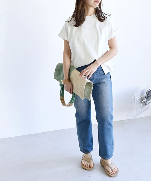 SHIPS any（シップス エニィ）の「SHIPS any:〈抗菌防臭/洗濯機可能〉USAコットン フレンチスリーブ TEE（Tシャツ/カットソー・レディース・オレンジ/ホワイト/ブルー/その他/パープル/ブラック/キャメル/オリーブ/イエロー/ブラウン/ブルー系・ONE SIZE）」の14枚目の写真