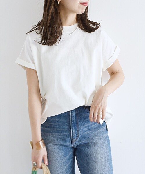 SHIPS any（シップス エニィ）の「SHIPS any:〈抗菌防臭/洗濯機可能〉USAコットン フレンチスリーブ TEE（Tシャツ/カットソー・レディース・オレンジ/ホワイト/ブルー/その他/パープル/ブラック/キャメル/オリーブ/イエロー/ブラウン/ブルー系・ONE SIZE）」の12枚目の写真