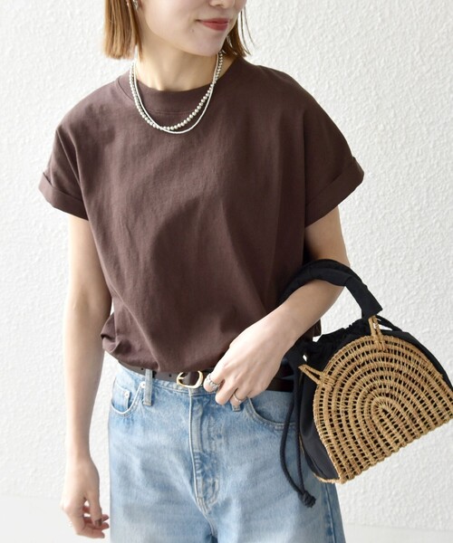 SHIPS any（シップス エニィ）の「SHIPS any:〈抗菌防臭/洗濯機可能〉USAコットン フレンチスリーブ TEE（Tシャツ/カットソー・レディース・オレンジ/ホワイト/ブルー/その他/パープル/ブラック/キャメル/オリーブ/イエロー/ブラウン/ブルー系/ピンク・ONE SIZE）」の17枚目の写真
